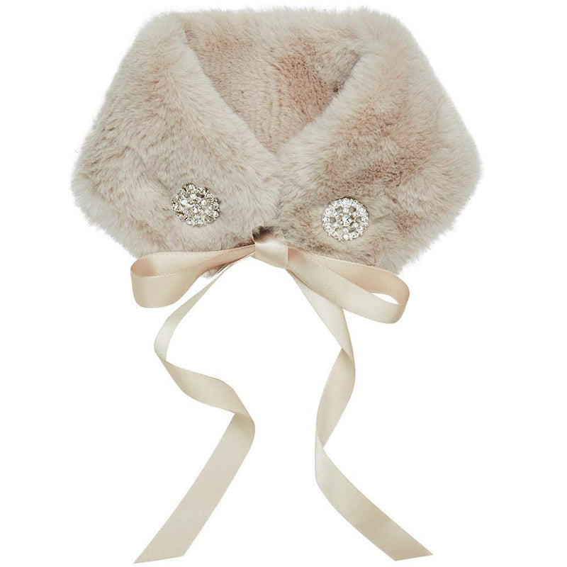 Blueberry Pet Soft & Comfy Peachy Beige Faux Fur Dog Scarf with Princess-Like Diamonds, Medium Medium (Pack of 1)