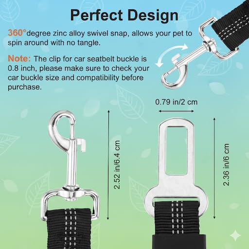 Double Dog Seat Belt for Car - No Tangle Dual Dog Leash with Elastic Bungee, Adjustable Reflective Pet Safety Car Seatbelt Restraint Tether for Two Dogs - PawsPlanet Australia