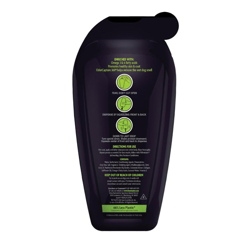 FURminator DeShedding Shampoo Squeezable Pouch,16 Fluid Ounces, Moisturizing Deshedding Shampoo for Dogs in Self-Sealing,Spill-Resistant Pouch Helps Reduce Excess Shedding and Nourishes Skin and Coat - PawsPlanet Australia