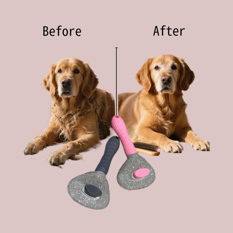 Diamond Rhinestone Pet Grooming Brush - Deshedding Brushs for Rabbits, Cats, Dogs - Sparkling Cat Hair Brush & Dog Shedding Tool with Gentle Massage for Indoor Pets (pink) pink - PawsPlanet Australia