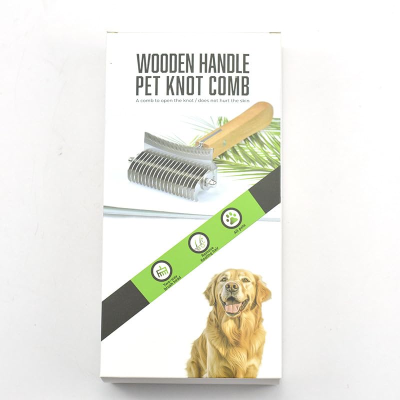 2 in 1 Dogs Cats Detangler Brush,Dematting Comb & Undercoat Rake for Dogs,Efficiently Detangling Shedding Loose Hair & Matted Fur, All Long Haired Pet - PawsPlanet Australia
