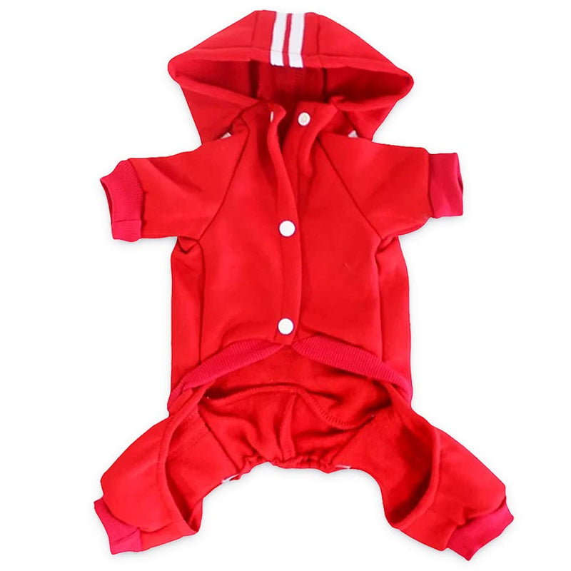 Small Puppy Dog Hoodie Dog Clothes Sweater 4 Legs Dog Jumpsuit Fleece Sweatshirt Dog Outfit Girl Dog Winter Clothes Cotton Puppy Hoodies for Small Medium Dogs Cats Apparel Small (Neck: 13.9-14.9'') Red - PawsPlanet Australia