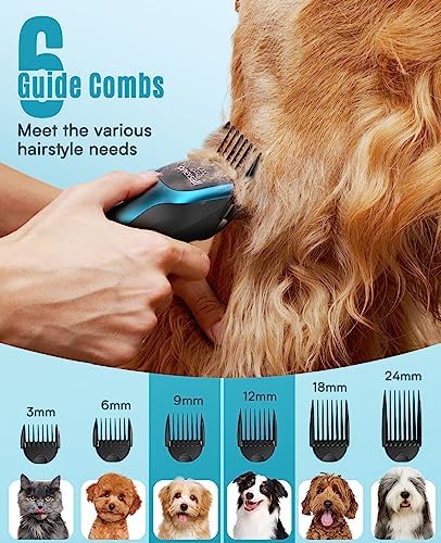 oneisall Dog Clippers Professional for Thick Hair, Heavy-Duty Grooming Kits with Detachable Metal Blade, Low Noise, 210 Min Run Time, Cordless Pet Shaver for Cockapoo Poodles DTJ-001