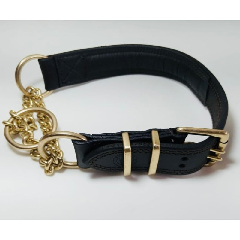 k9 Handmade Leather Martingale Collar for Dogs 100% Brass Hardware Suitable for Medium, Large, Extra Large Breed Dogs Training. Includes Leather Apple Airtag Dog Collar Pocket. (Medium) - PawsPlanet Australia