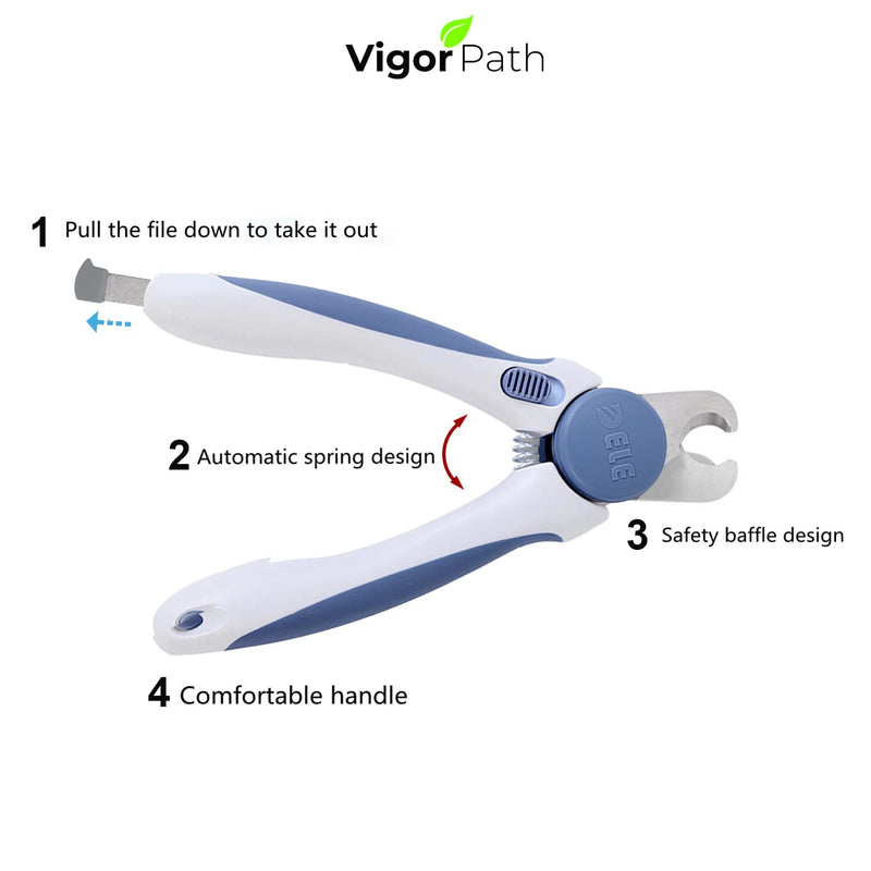 Pet Nail Clipper - Pet Grooming Tool for Nail Clipping and Trimming - Suitable for Dogs and Cats, Equipped with a Safety Guard and Razor Sharp Blade for Precision - plus a Bonus Free Nail File (Blue) - PawsPlanet Australia
