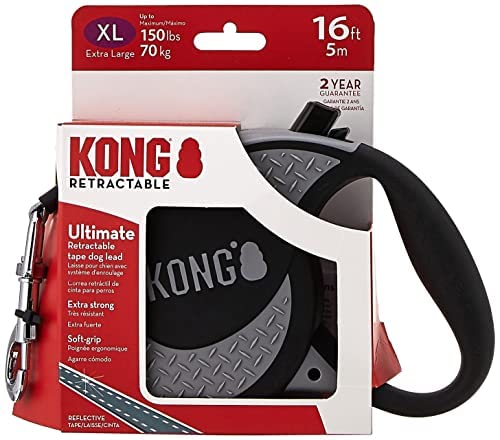 Alcott Kong Ultimate Retractable Dog Leash, Extra Large, Grey, 16' Long X-Large - PawsPlanet Australia