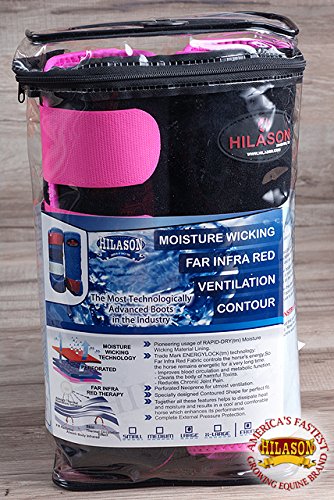 HILASON Black Pink Large Horse Medicine Sports Boots Rear Hind Leg