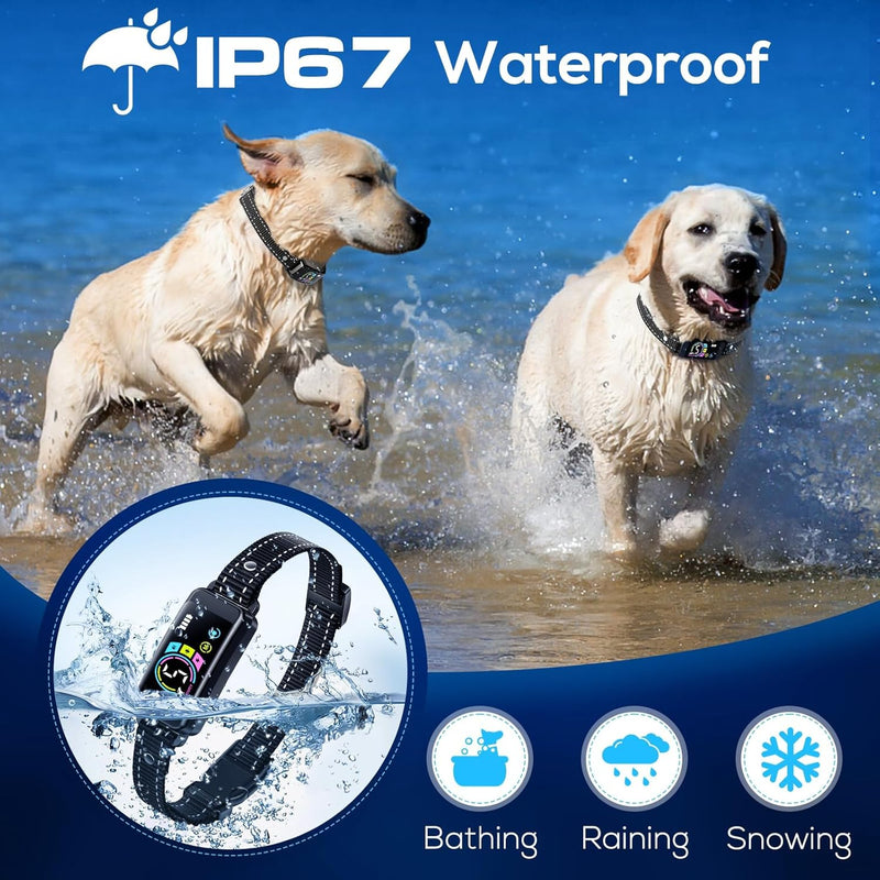 No Shock Bark Collar for Small Dogs 8-40 lbs - Beep & Vibration, Smart Screen, 5 Sensitivity, Anti-False Trigger, Magnetic Rechargeable, IP67 Waterproof, Black/Black Adjustable