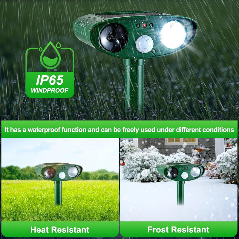 2025 Solar Animal Repellent,Upgraded Ultrasonic Cat Repellent Outdoor,Waterproof Deer Deterrent for Bird Dog Skunk,Squirrels Deterrent with Motion Detection Flash Lights for Farm Patio (2 Pack) 2