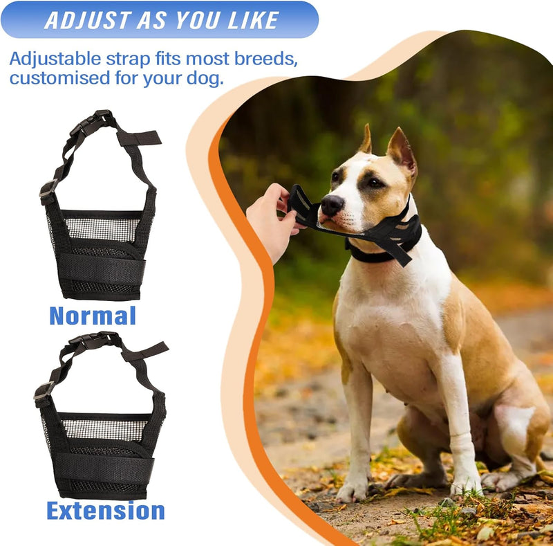 Dog Muzzle, Soft Mesh Muzzle for Large Dog Mouth Guard, Breathable Adjustable Muzzles to Prevent Biting, No Bark Muzzle for Dogs Allow Panting Drinking (Black, L) Black
