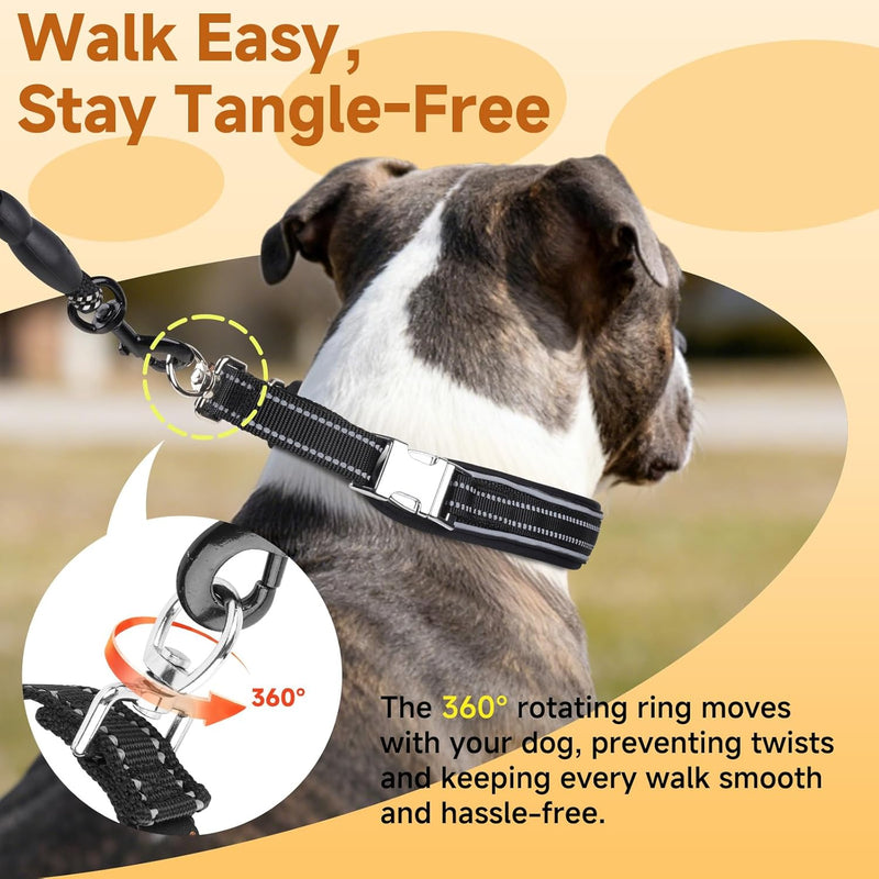 Prong Dog Training Collar with Protector, Steel Chrome Plated Dog Prong Collar, Pinch Collar for Dogs (L-21.6 inch, 16''-20'' Neck, Black)