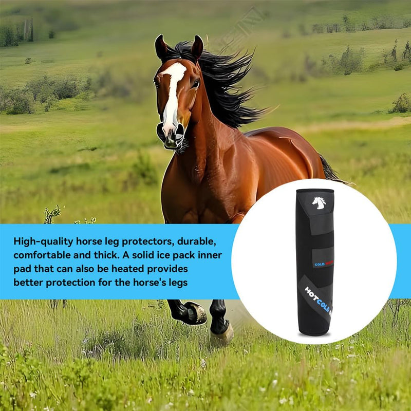 Hot&Cold Dual-Purpose Single Horse Leg Wrap with Graphene Layer,Horse Hot&Ice Leg Boot for Hock,Hooves,Ankle,Knee,40-Minute Temperature Control, Detachable Design,Black - PawsPlanet Australia