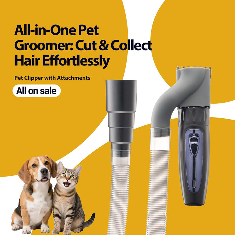 NebulaBloom 2-in-1 Pet Grooming Clipper wtih Vacuum Connector, Professional Hair Trimmer with Vacuum Collection System, 2-Speed Quiet Dog Grooming Kit,Cordless Trimmer Shaver for Dogs and Cats - PawsPlanet Australia