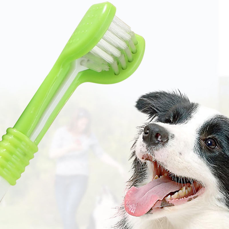 Pack of 4 Dog Toothbrush, Pet Toothbrush, Toothbrushes for Dogs, Dental Care for Cat, Triple Head Dog Toothbrushes, Oral Hygiene for Pets, Deep Cleaning Set for the Oral Cavity