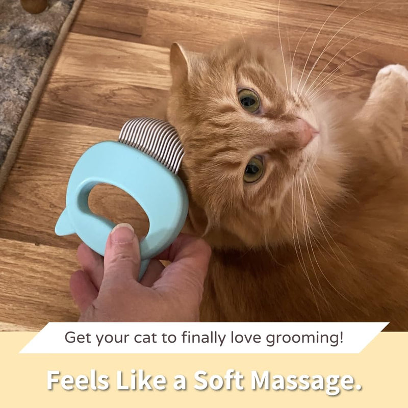 Leo's Paw The Original Pet Hair Removal Massaging Shell Comb Soft Deshedding Brush Grooming and Shedding Matted Fur Remover Dematting tool for Long and Short Hair Cat Dog Puppy Bunny (Mint) Mint