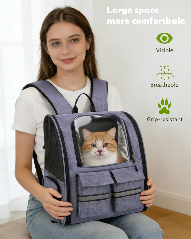 Cat Backpack Carrier Small Dogs Backpack Carrier,Large Space Breathable Cat Bubble Backpack,Shaded Puppy Backpack Carrier,Ventilated for Travel, Hiking,Cycling,Shopping,and Vet Purple - PawsPlanet Australia