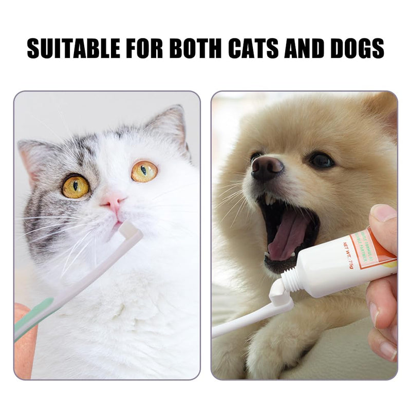 2 x Dog Toothbrush, Cat Toothbrush, Teeth Cleaning Brushes for Pets with 10,000 Ultra Soft Pet Bristles for Cats, Puppies, Small Dog Breeds, Sensitive Gums Blue + Purple
