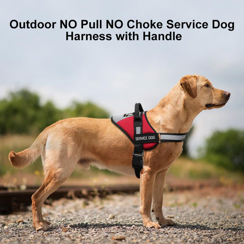 Plutus Pet Service Dog Vest, No Pull Dog Vest Harness with Easy Control Handle, Reflective Breathable Soft Padded and Adjustable, for Small Medium Large Dogs Red-Service Dog Vest XL - PawsPlanet Australia