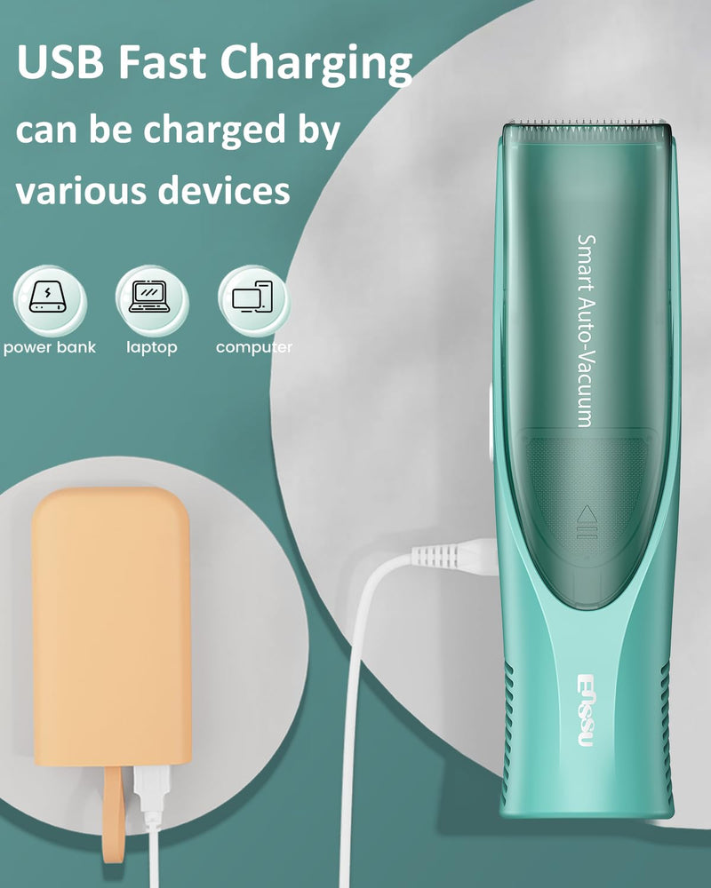 Baby Hair Clipper,Vaccum Hair Clippers for Kids/Toddlers,Cordless Baby Hair Cutting Kit with Two Modes,Baby Hair Trimmer Haircut Machine in Large Hairs Storage Space,Rechargeable,Waterproof Green - PawsPlanet Australia