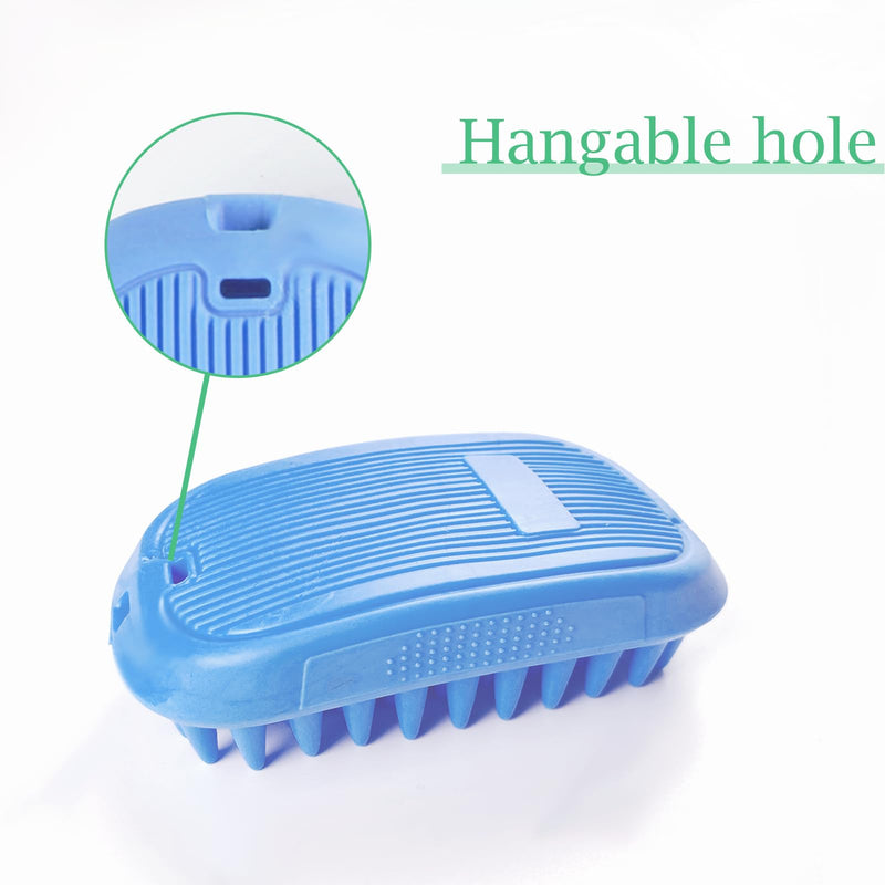Dog Bath Brush, Pet Silicone Shampoo Brush, Rubber Shower Wash Curry Brush for Short Long Haired Dogs Cats Shedding Grooming and Massage, Pet Rubber Brush Removes Loose & Shed Fur (Blue) Blue - PawsPlanet Australia