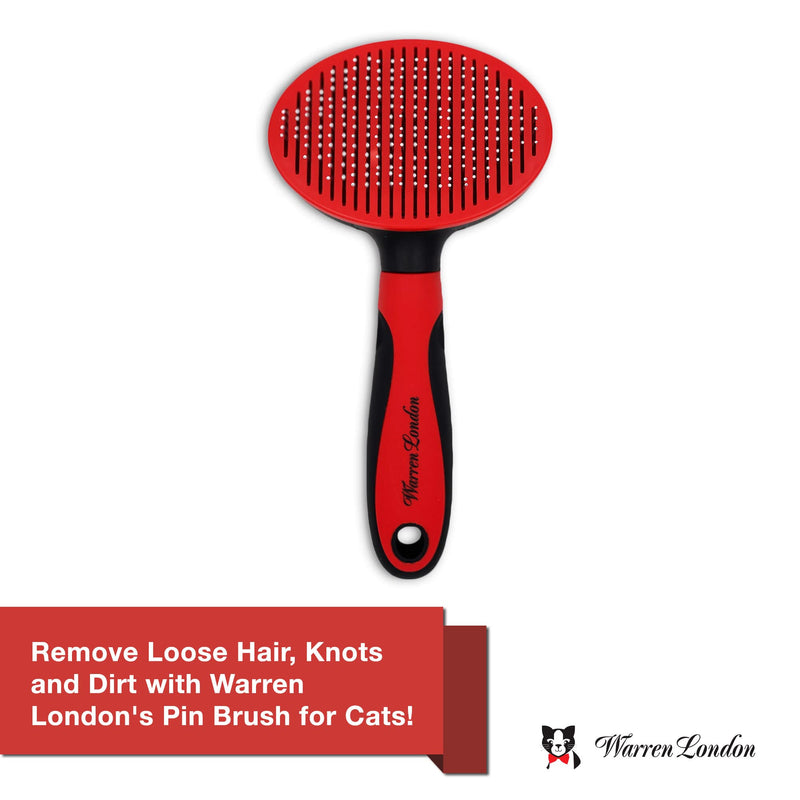 Warren London Cat Pin Brush | Ergonomic Grip with Fur Ejector | Kitten & Cat Deshedding & Detangling Brush | Soft Bristles for Rabbits, Ferrets & Dogs - PawsPlanet Australia