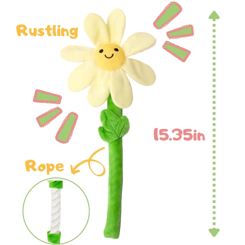 Interactive Dog Plush Toys, Crinkle Flower Dog Rope Toy, Puppy Chew Toys for Teething, Cute Dog Gift for Small and Medium Dogs - PawsPlanet Australia