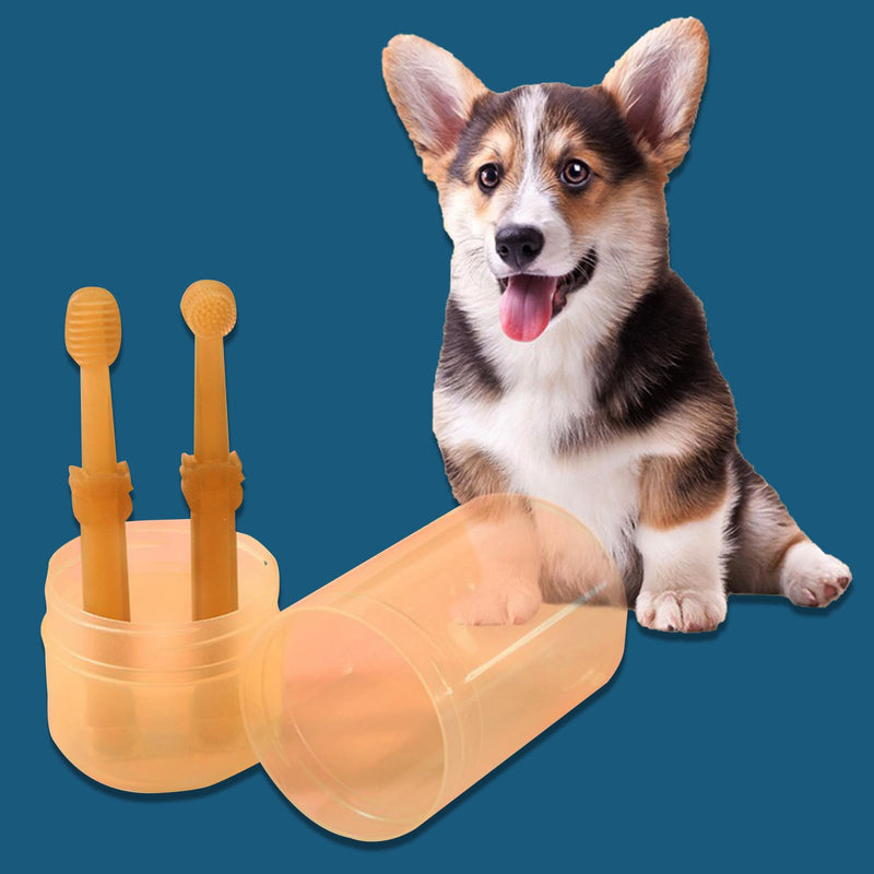2 x Pet Silicone Toothbrush Pet Grooming Brush 360 Degree Cylinder Head Toothbrush for Dogs and Cats