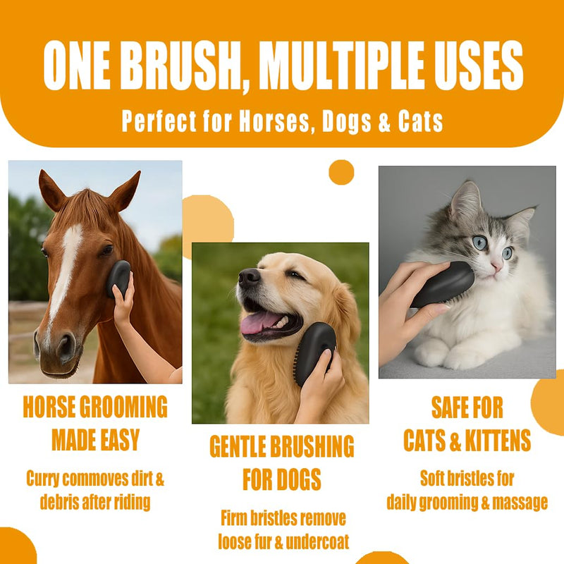2-in-1 Horse Grooming Brush – Double-Sided Deshedding & Curry Comb Tool for Horses, Dogs & Cats, Soft & Hard Bristles, Pet Grooming & Bathing Supplies - PawsPlanet Australia