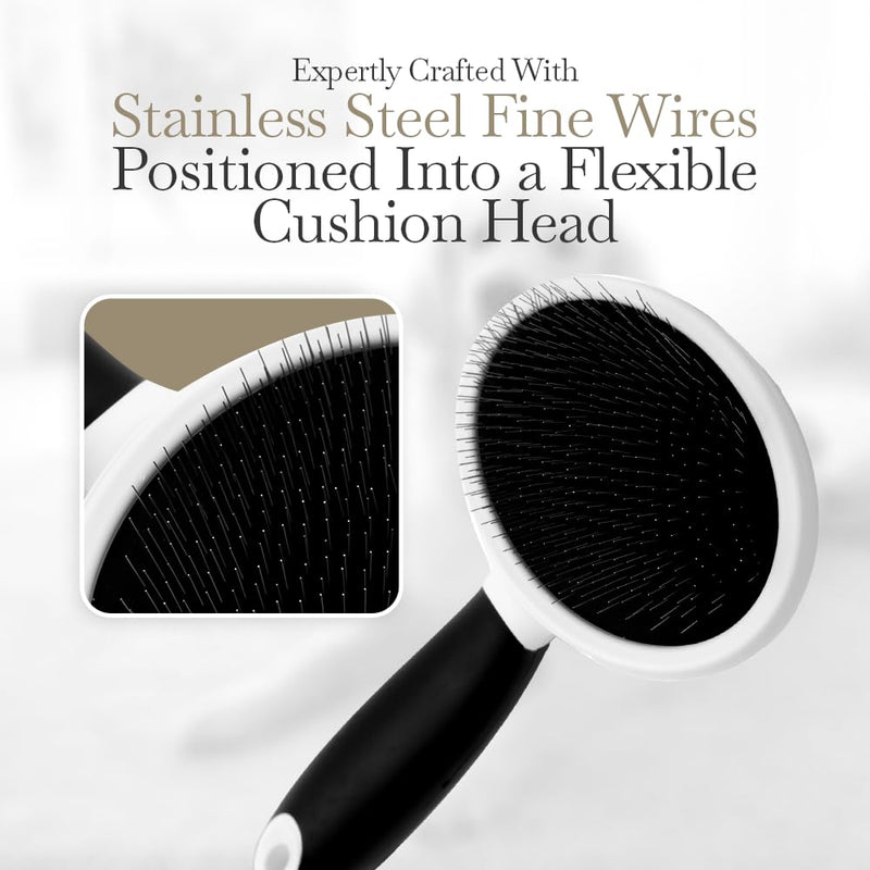 Fuller Brush Slicker Pet Brush - Angled Fine Steel Wires - Ergonomically Designed Rubberized Handle For Comfort & Control - Remove Shedding & Matted Hair - Tool For Grooming Dogs & Cat - PawsPlanet Australia