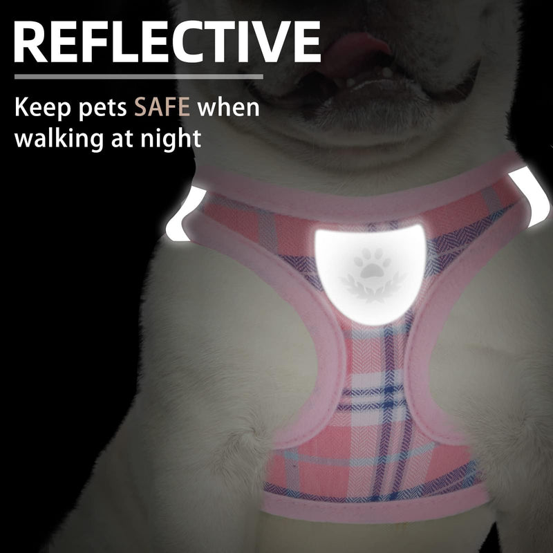 PUPTECK Adjustable Dog Harness Collar and Leash Set Step in No Pull Pet Harness for Small Medium Dogs Puppy and Cats Outdoor Walking Running, Soft Mesh Padded Reflective Vest Harnesses, Pink XXS XXS (CHEST 11.5"-13")