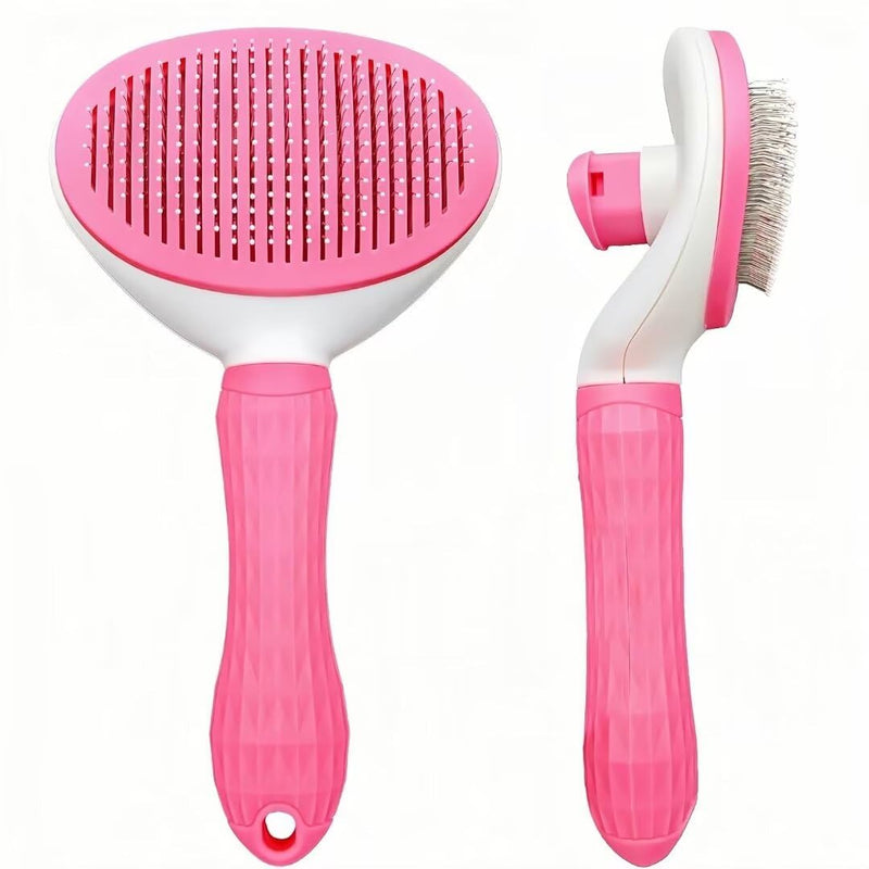 Generic Pet Comb Dogs Cats Hair Removal Brush One-click Auto Grooming Tools Puppy Comb Kitten Brush Pet Long or Short Hair Self Cleaning Accessories Pet Massage Tool Removes Tangles & Loose Fur(Pink) pink - PawsPlanet Australia