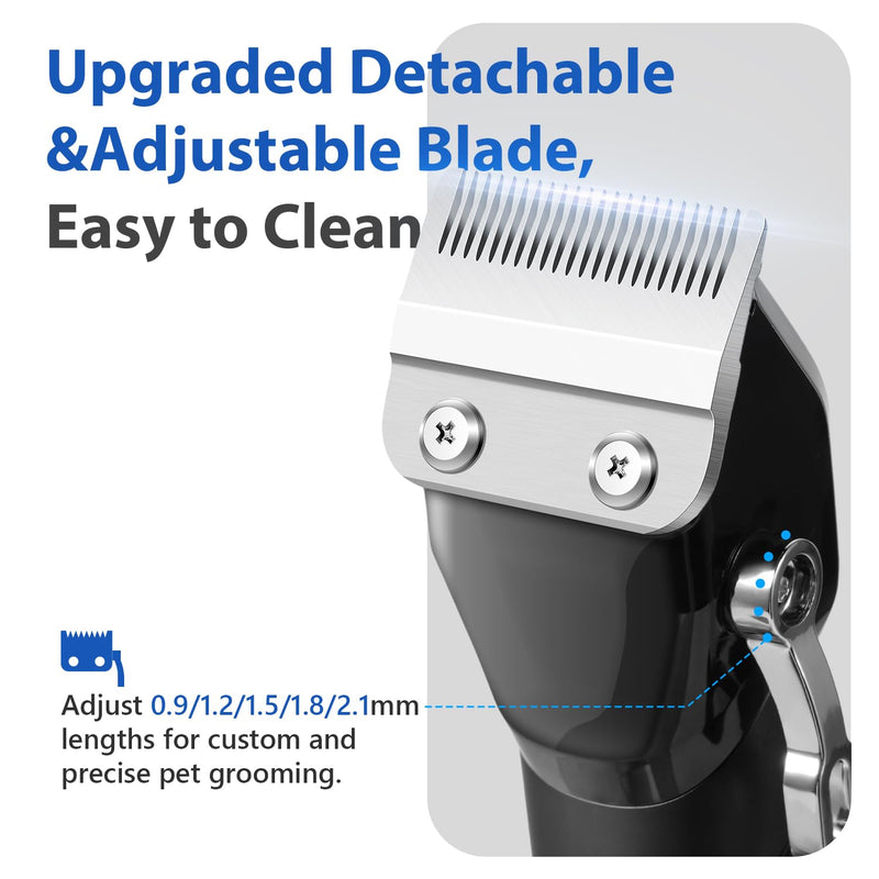 Dog Grooming Kit, Dog Clippers for Grooming for Thick Curly Coats, Professional Pet Hair Shaver Paw Trimmer Cordless Rechargeable Low Noise for Dogs Cats Animals Face Ear Black - PawsPlanet Australia