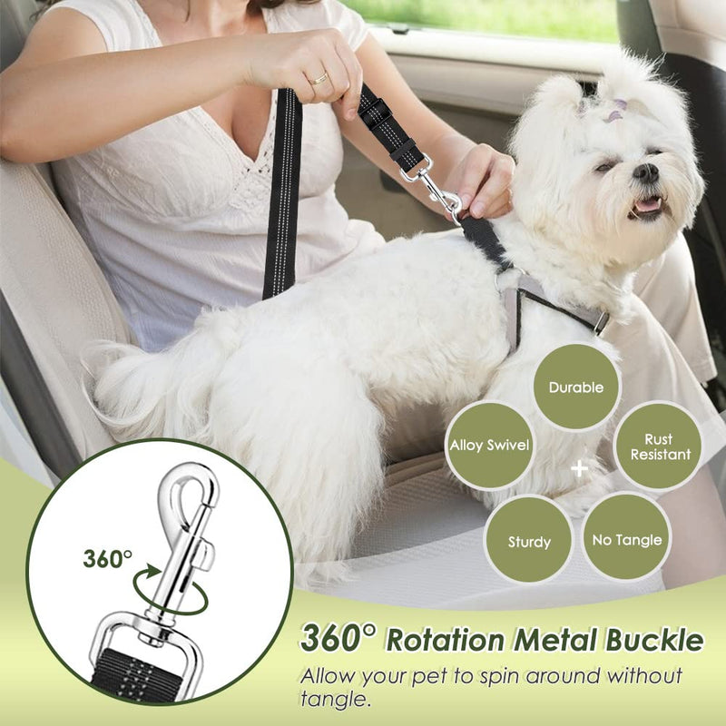 SlowTon Dog Car Harness Seatbelt Set, Pet Vest Harness with Safety Seat Belt for Trip and Daily Use Adjustable Elastic Strap and Multifunction Breathable Fabric Vest in Vehicle for Dogs Black S