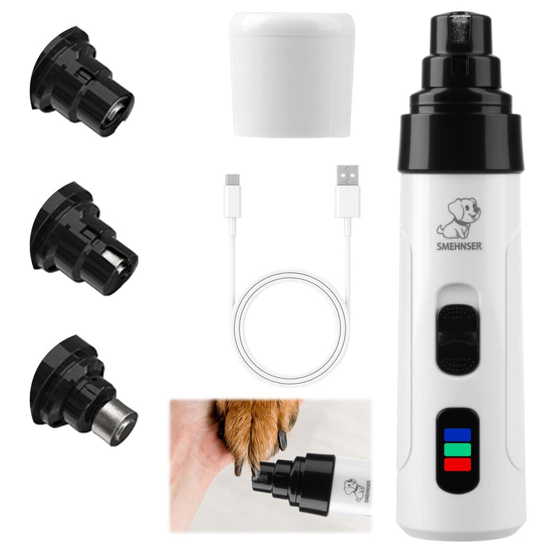 Silent Dog Nail Grinder Cordless Electric Pet Nail Trimmer USB Rechargeable Dog Claw Grinders Low Noise Diamond Bit Nails Clippers File Trimmer for Dogs & Cat