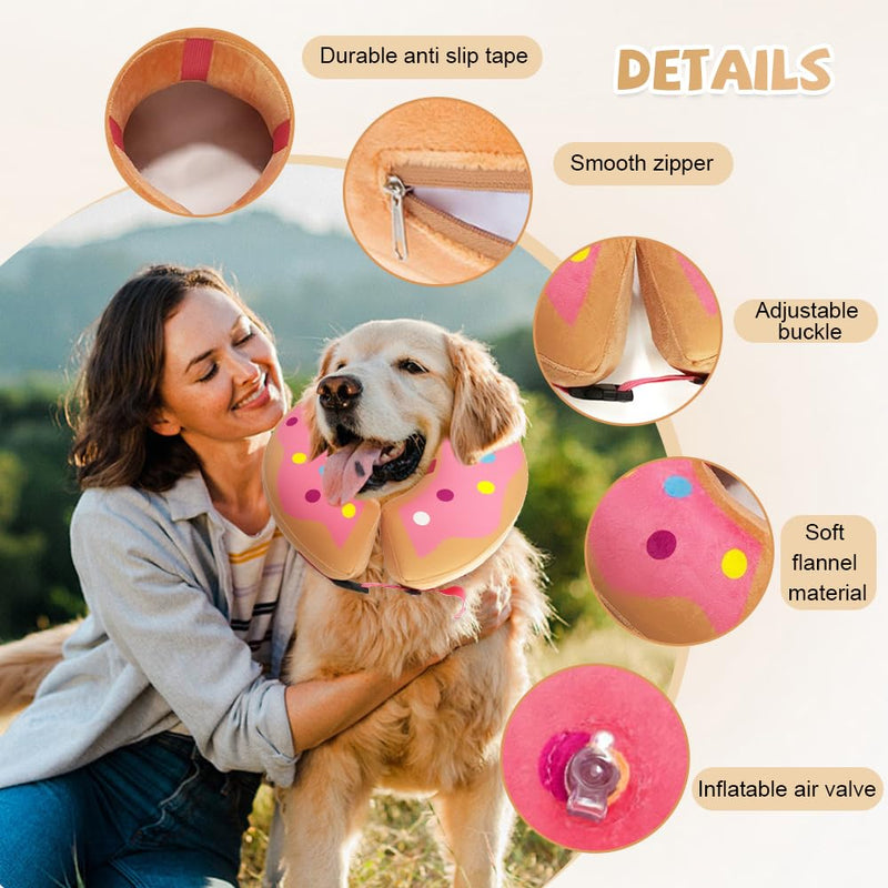 Inflatable Dog Collar, Protective Collar with Adjustable Buckle, SZMK Dog Collar, Leak Protection, Neck Collar for Dogs After Op, Inflatable Collar for Dogs for Small, Medium, Large Pets - S