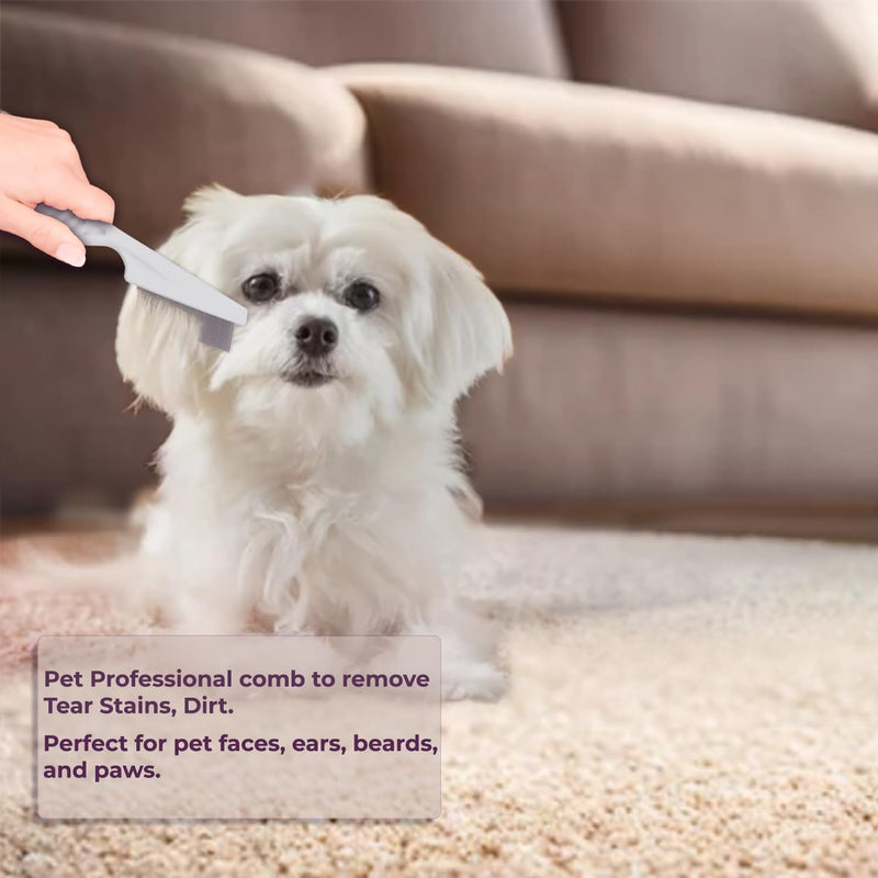 Dog & Cat Grooming Rake for Deshedding, Brushing and Detangling - Double Row Stainless Steel Pins Dematting Tool for Removing Loose Undercoat & Tangles, Reducing Shedding in Medium or Long-Haired Pets - PawsPlanet Australia