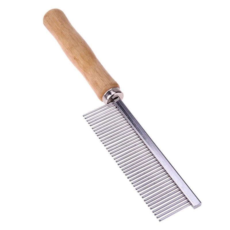 Silver Dog and Cat Combs For Grooming Long Haired Cats and Dogs - Pet Dog Cat Comb Stainless Steel Pin Teeth Wooden Handle Grooming Fur Hair Brush - Comb Removes and Prevents Matted Fur，Grooming - PawsPlanet Australia