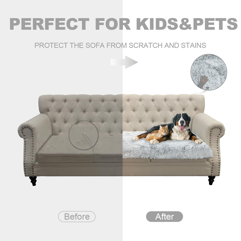 Dogs/Cats Bed Mats, Dog Pad Washable Removable Couch Cover with Anti-Slip Back, Plush Long Fur Mat, Perfect for Small, Medium and Large Dogs.(Magic Gray, 30"x70") 30"x70" Magic Gray - PawsPlanet Australia