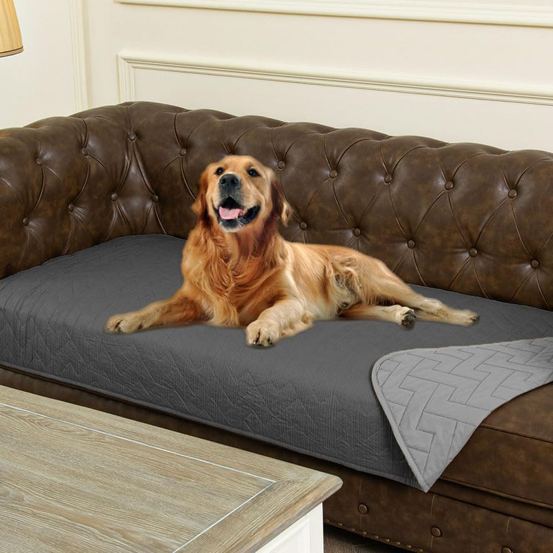Ameritex 100% Waterproof Dog Bed Blankets Double Sided Dog Couch Cover Knurling Pattern pet Bed Cover Reversible Furniture Couch Sofa Car for Puppy Kids 40x50 Inch(Pack of 1) Darkgrey/Lightgrey - PawsPlanet Australia