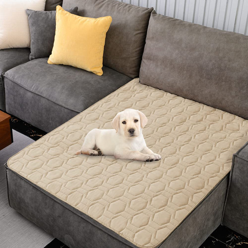 Waterproof and Non-Slip Dog Bed Cover and Pet Blanket Sofa Pet Bed Mat ，car Incontinence Mattress Protectors Furniture Couch Cover for Most Cats Dogs,Pets（52x82-Beige） Beige 52x82Inch (Pack of 1) - PawsPlanet Australia