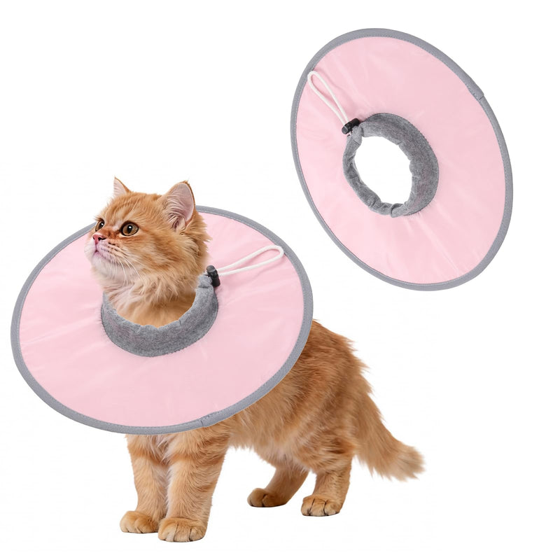 Elizabethan Collar, Cat Cone Collar Pet Cones Cat Recovery Neck Donut Waterproof Adjustable Soft (Polyester, XL, Pink) for Cats Small Dogs After Protective