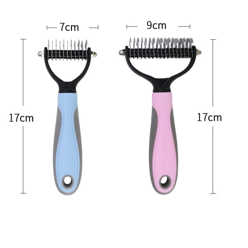 2-in-1 Pet Grooming Tool, Demating Comb for Small, Medium to Large Dogs and Cats, 11 + 6 Double-Sided Deshedding Tool, Removes Knots and Tangled Hair (Blue) Blue-a - PawsPlanet Australia