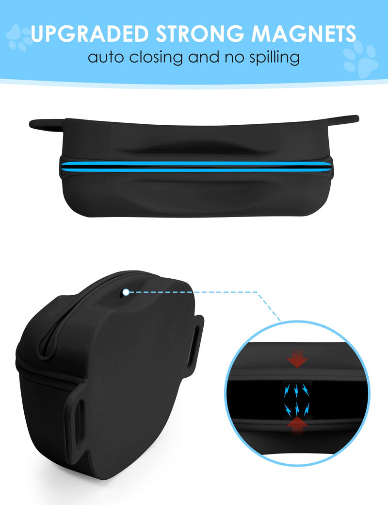 Dog Treat Pouch with Training Clicker, Upgrade Stronger Magnetic Closure to Avoid Spilling, 1.67 Cup Silicone Treat Bag Fanny Pack with Waist Belt for Pet Training Walking (Black) Black - PawsPlanet Australia