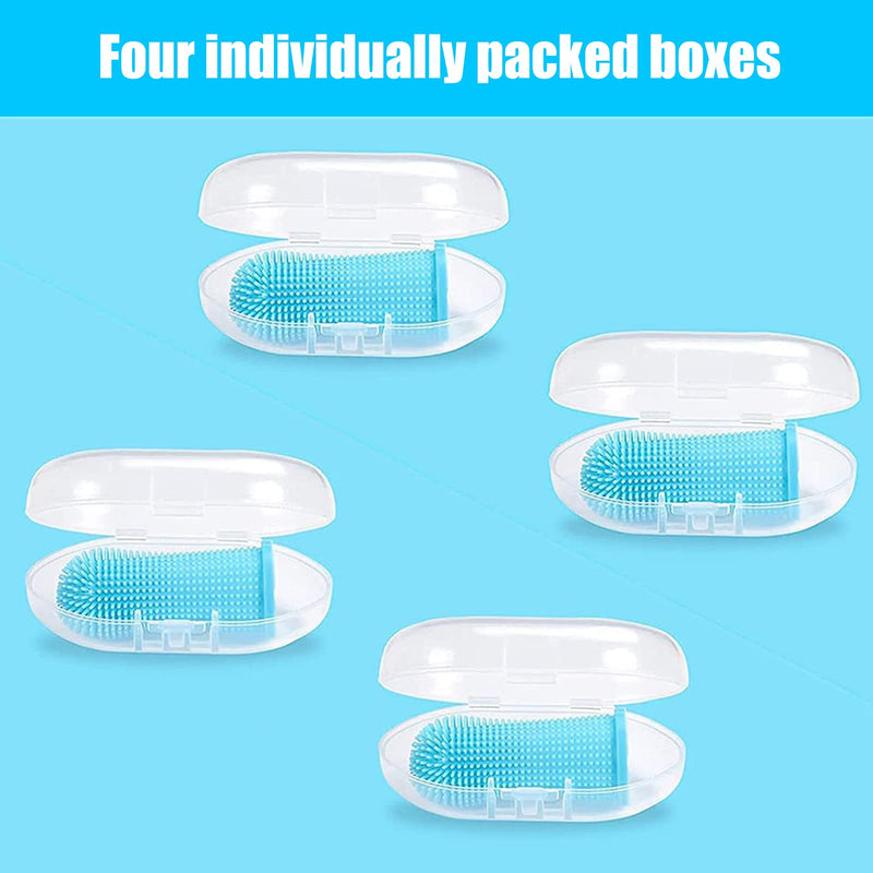 4 Pieces Soft Silicone Pet Finger Toothbrush, Dogs Cats Finger Toothbrush, Silicone Cat Teeth Cleaner, Blue