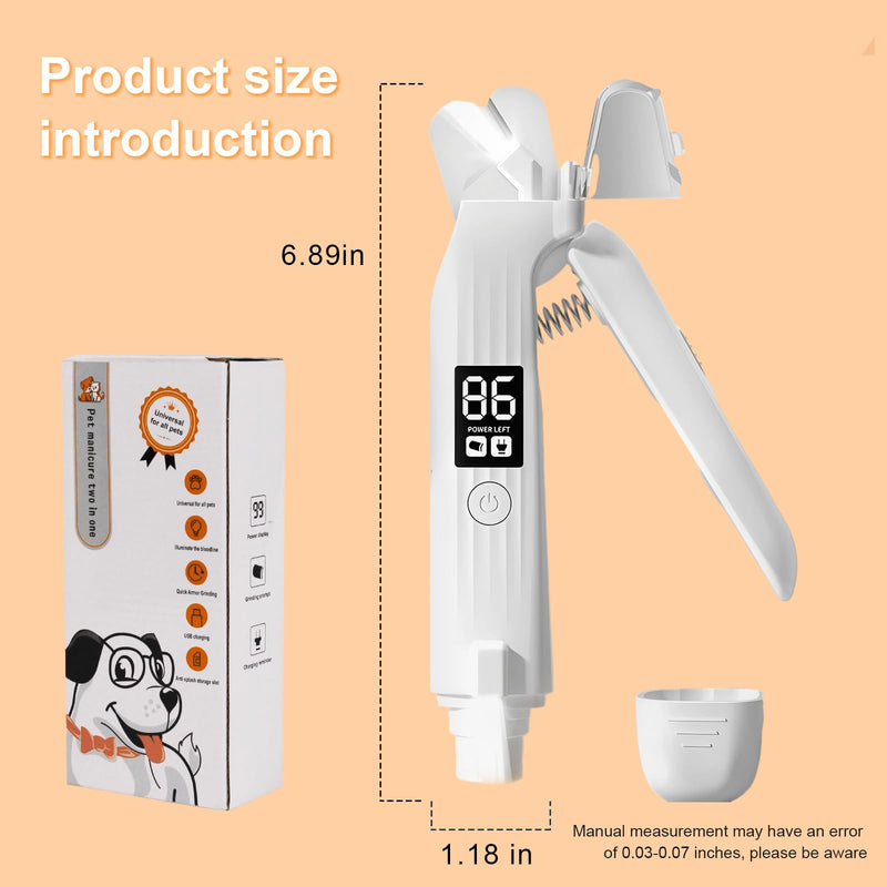 Upgrade 2026 Silent Nail Grinder Cordless for Pets with LED Light,2 in 1 Nail Clipper Trimmer and Grinder for Pets, Quick USB Charge,Suitable for Thick and Long Nails - PawsPlanet Australia