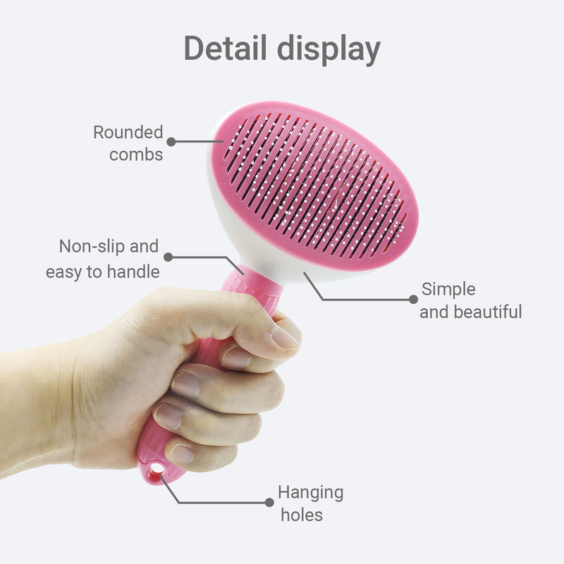 Treasurecove Self Cleaning Slicker Brush, Cat & Dog Brush for Grooming, Easy Hair Removal, Massaging Bristles, Comfortable Handle, Pink, All Hair Types, Cats & Dogs - PawsPlanet Australia