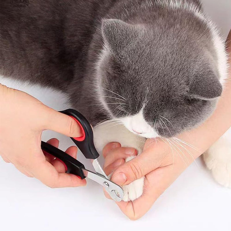 Pet Nail Clippers, Stainless Steel Cat Nail Cutter with Non-Slip Handle Dog Claw Trimmers,Suitable for Small Pet Breeds Such As Puppies, Cats and Rabbits (White) White