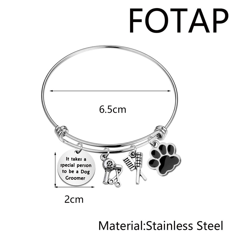 FOTAP Dog Groomer Gift Pet Groomer Gift Pet Groomer Bracelet Paw Print Charm Bracelet Dog Stylist Bangle Gift for pet Groomer dog Groomer bracelet - PawsPlanet Australia