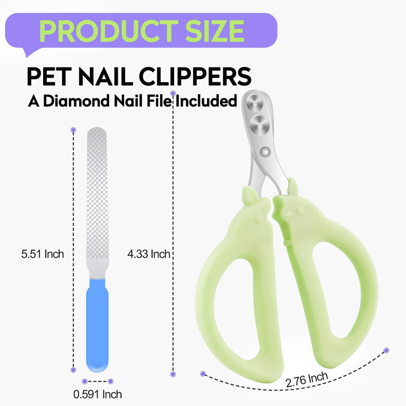 Cat Nail Clippers with Nail File, Kitten Claw Nail Clippers for Trimming, Stainless Steel Pet Bearded Nail Clippers Tool for Dragon, Guinea Pig, Rabbits, Birds, Ferret Small Breed Animals(Green/Pink) Pink 1+Green 2 - PawsPlanet Australia