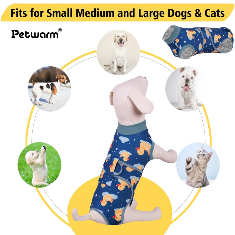 PetWarm Dog Neuter Recovery Suit Male, Onesie for Dogs, Bodysuit for Sensitive Skin Areas, Professional Pet Recovery Shirt Dog Abdominal Affected Areas Bandages, Duck Pattern, Green, 2XL XX-Large - PawsPlanet Australia